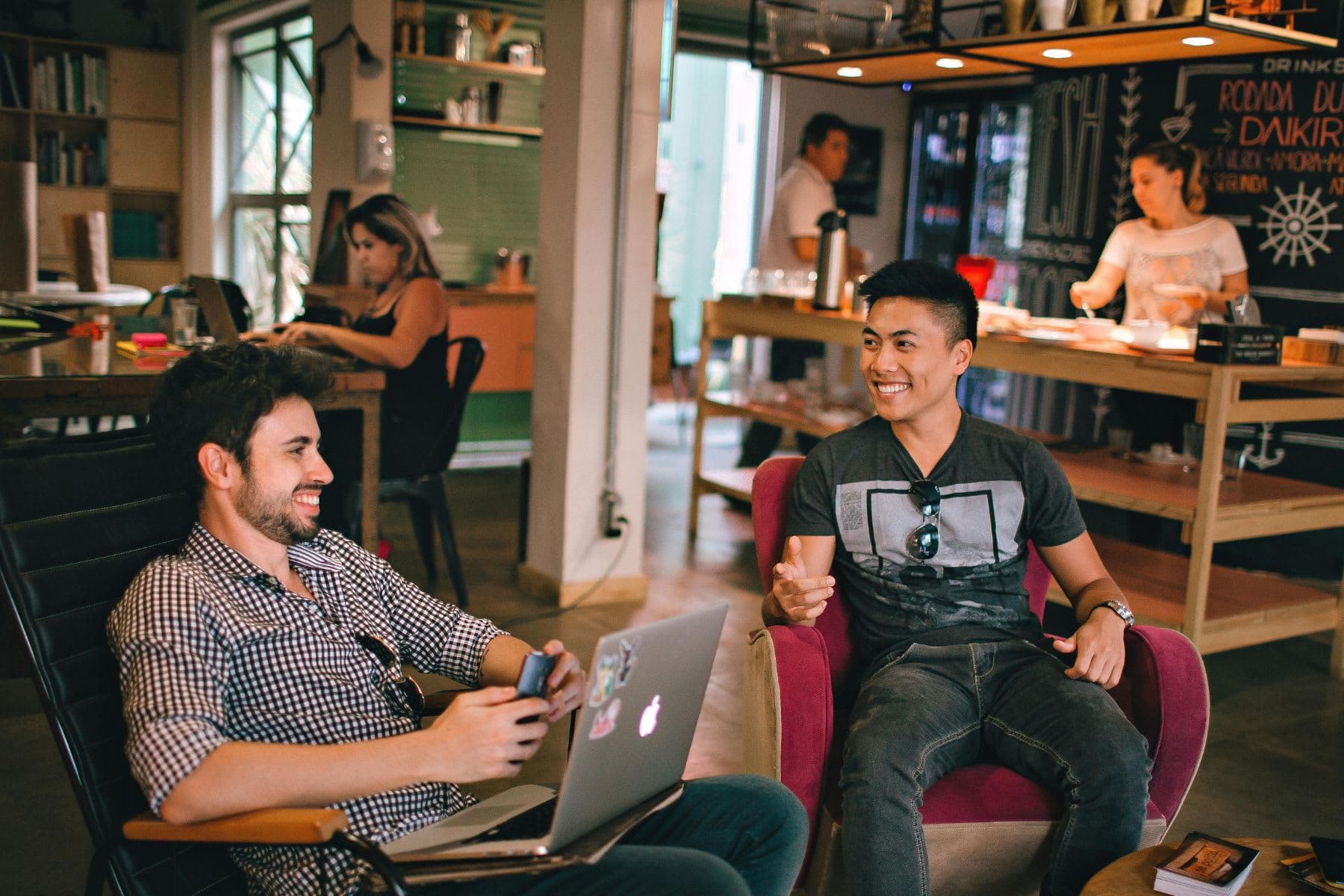 Two friends at a cafe